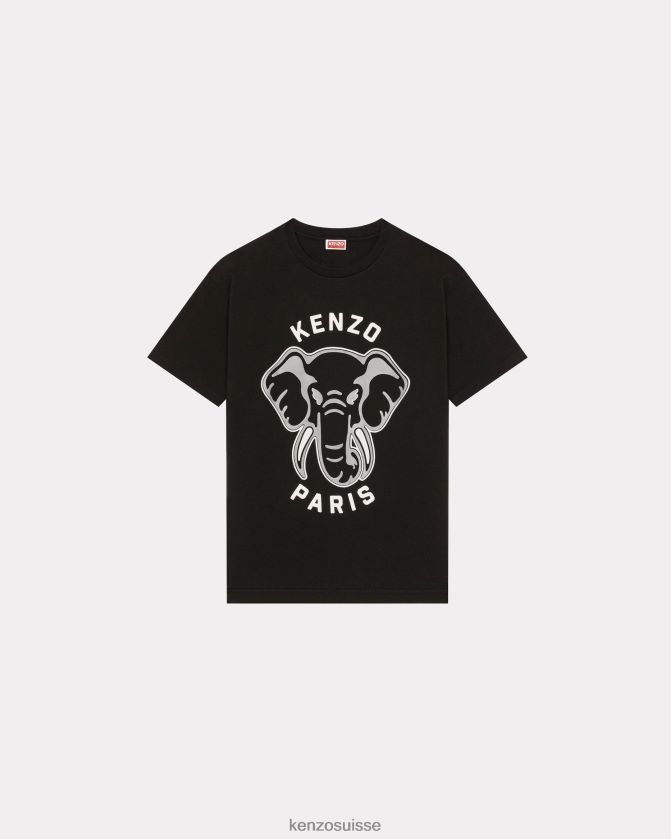 Kenzo t-shirt oversize 'varsity jungle' d'éléphant Hommes noir D2804X352 vêtements