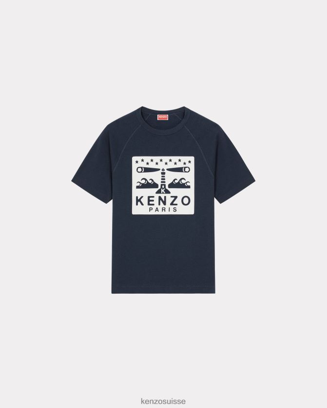 Kenzo t-shirt slim "phare" Hommes bleu nuit D2804X360 vêtements