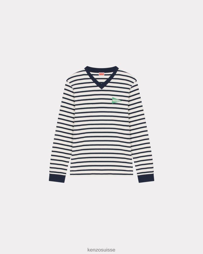 Kenzo t-shirt slim à rayures nautiques Hommes bleu nuit D2804X206 vêtements
