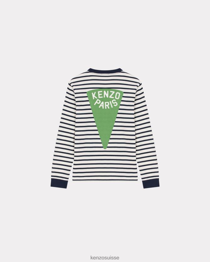 Kenzo t-shirt slim à rayures nautiques Hommes bleu nuit D2804X206 vêtements