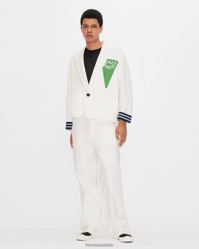 Kenzo Veste de travail sera. Hommes blanc cassé D2804X336 vêtements