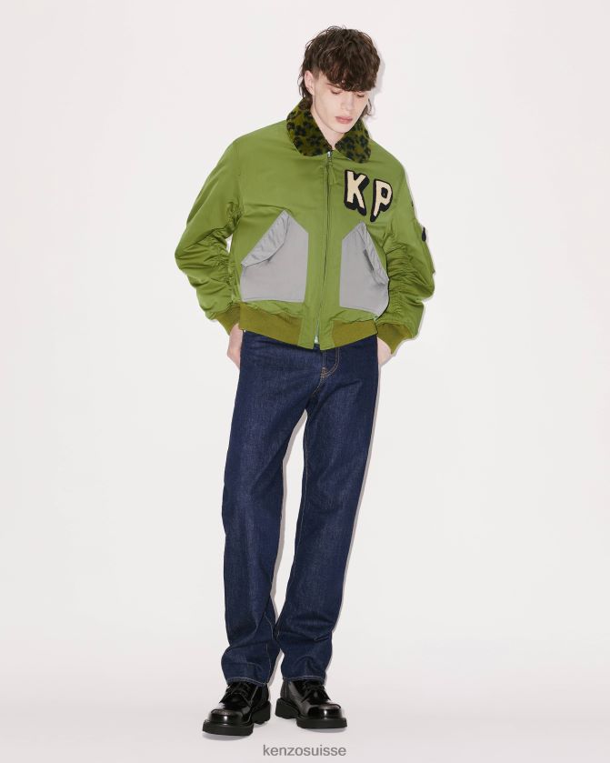 Kenzo blouson aviateur carré Hommes kaki D2804X157 vêtements