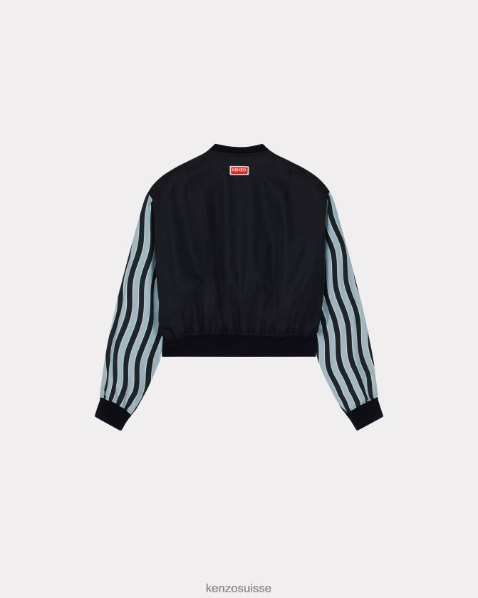 Kenzo bomber à rayures ondulées Hommes bleu nuit D2804X257 vêtements