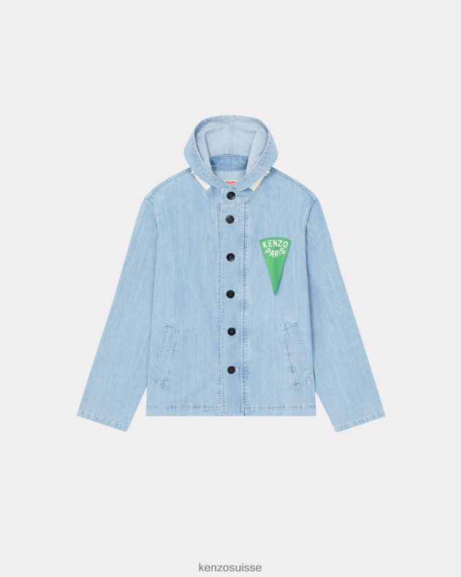 Kenzo parka marinière en jean Hommes denim bleu décoloré D2804X306 vêtements