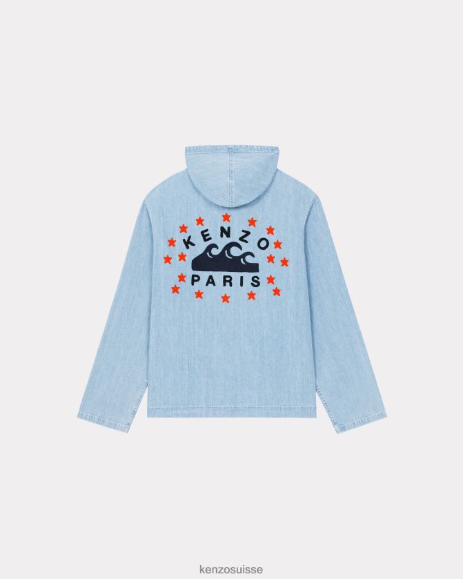 Kenzo parka marinière en jean Hommes denim bleu décoloré D2804X306 vêtements