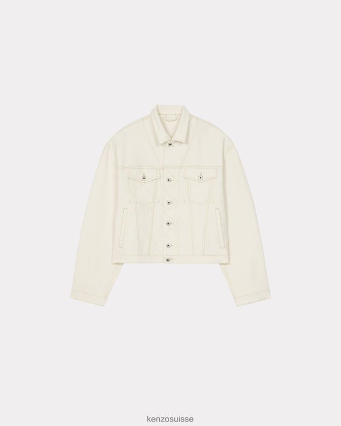 Kenzo veste camionneur en jean Hommes denim blanc blanchi D2804X44 vêtements