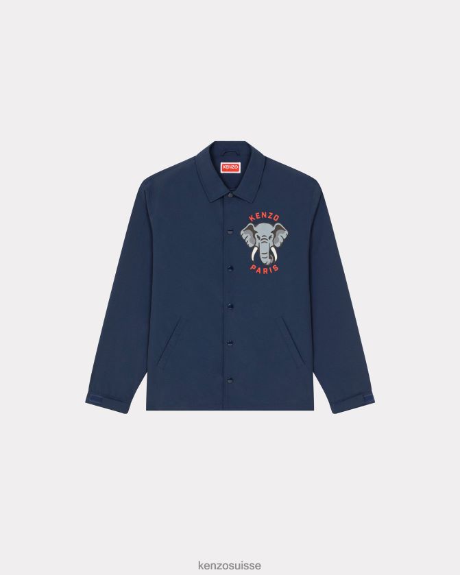 Kenzo veste coach éléphant Hommes bleu nuit D2804X106 vêtements