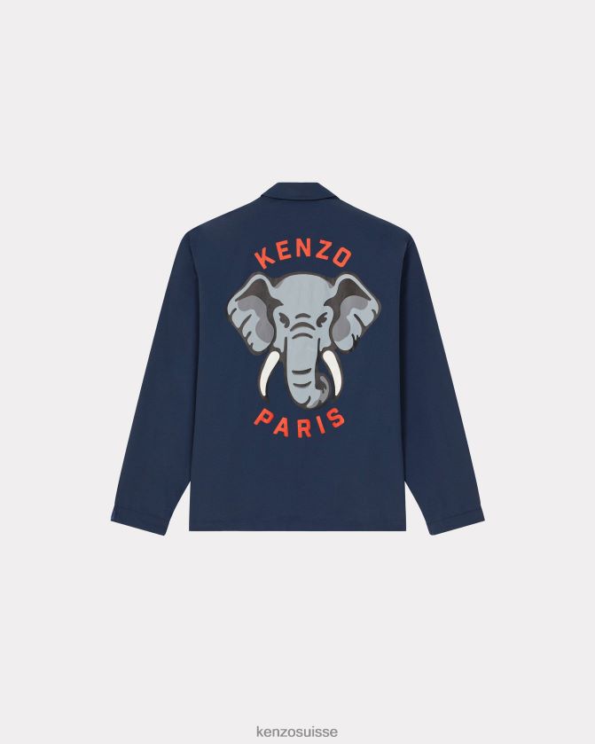 Kenzo veste coach éléphant Hommes bleu nuit D2804X106 vêtements