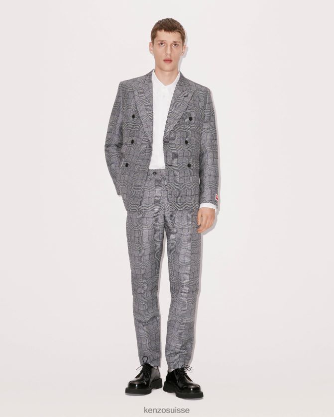 Kenzo veste de costume à carreaux ondulés Hommes noir D2804X118 vêtements