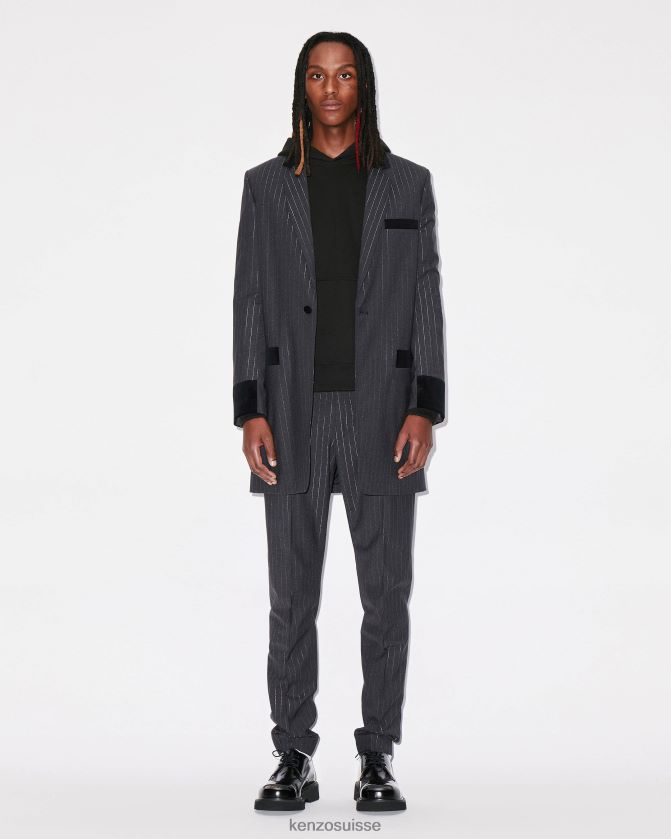 Kenzo veste de costume en laine à rayures Hommes anthracite D2804X264 vêtements