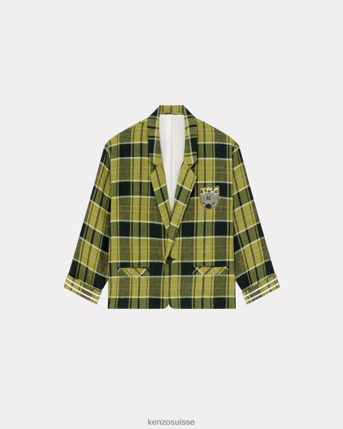 Kenzo veste de travail à carreaux boke Hommes herbe verte D2804X171 vêtements