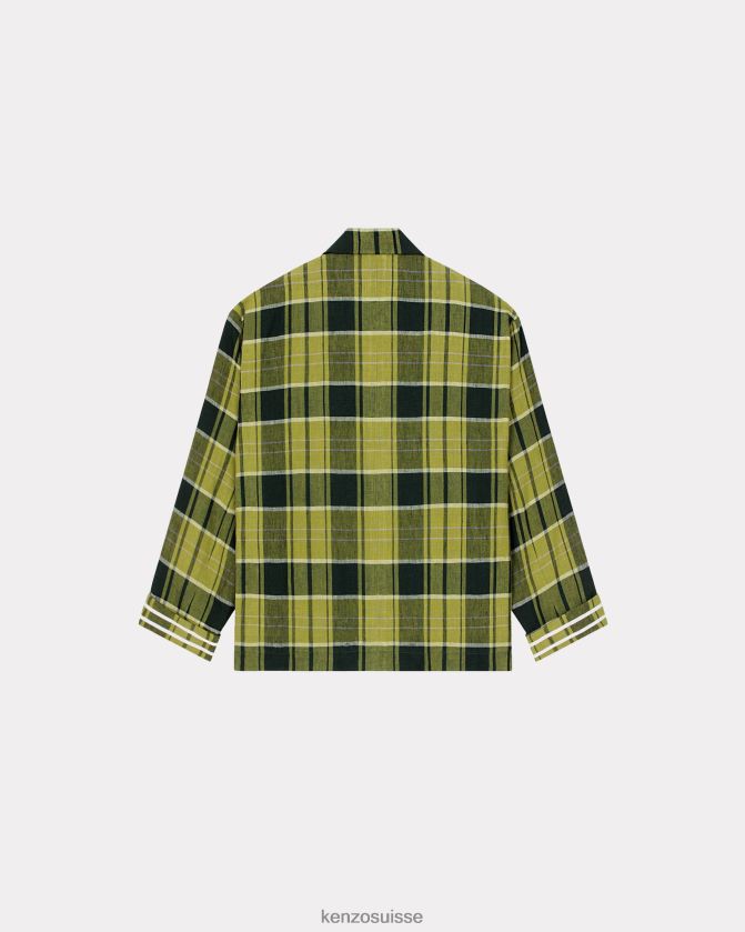 Kenzo veste de travail à carreaux boke Hommes herbe verte D2804X171 vêtements