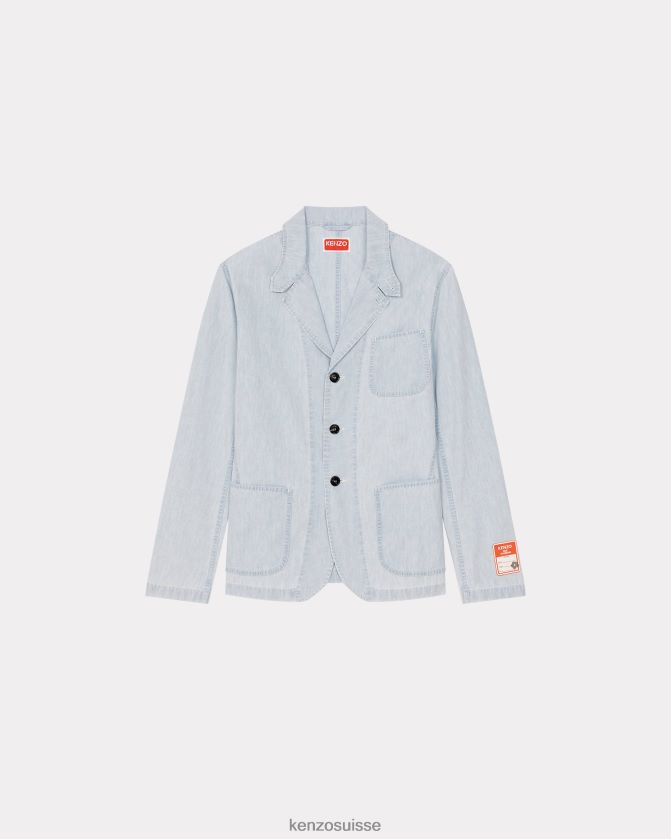 Kenzo veste de travail en jean Hommes denim bleu décoloré D2804X119 vêtements