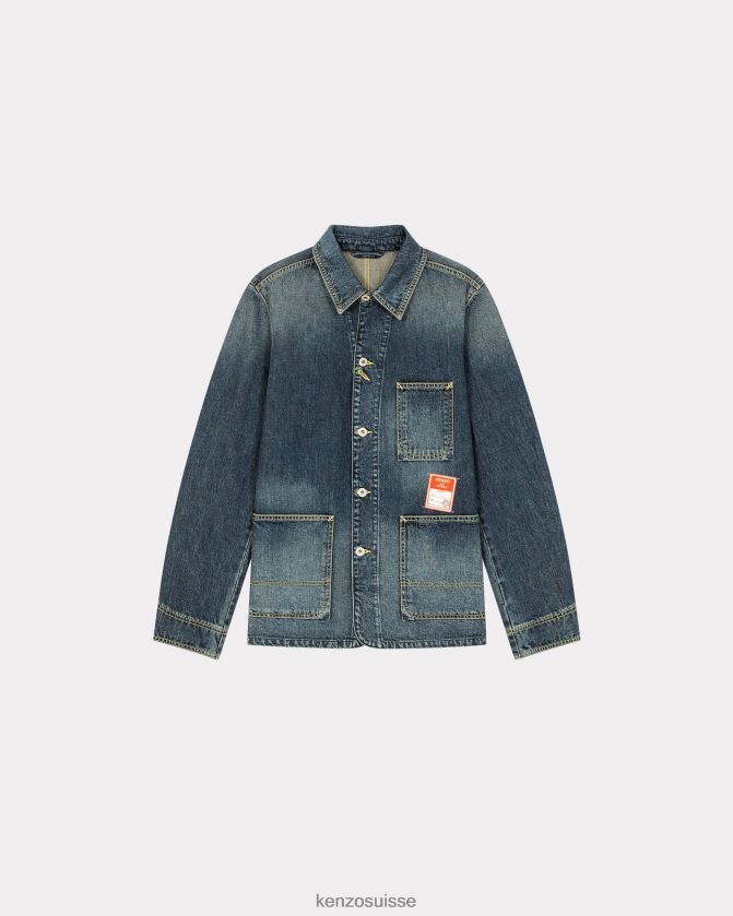 Kenzo veste de travail en jean Hommes denim bleu pierre foncé D2804X46 vêtements