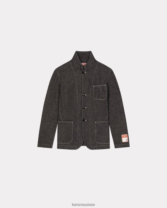 Kenzo veste de travail en jean Hommes rincer le denim noir D2804X36 vêtements