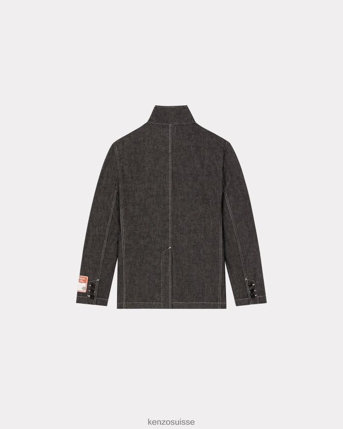 Kenzo veste de travail en jean Hommes rincer le denim noir D2804X36 vêtements