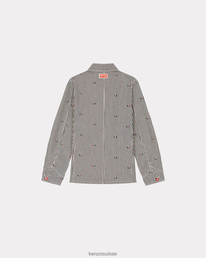 Kenzo veste de travail en jean à rayures pixel Hommes rincer le denim bleu D2804X49 vêtements