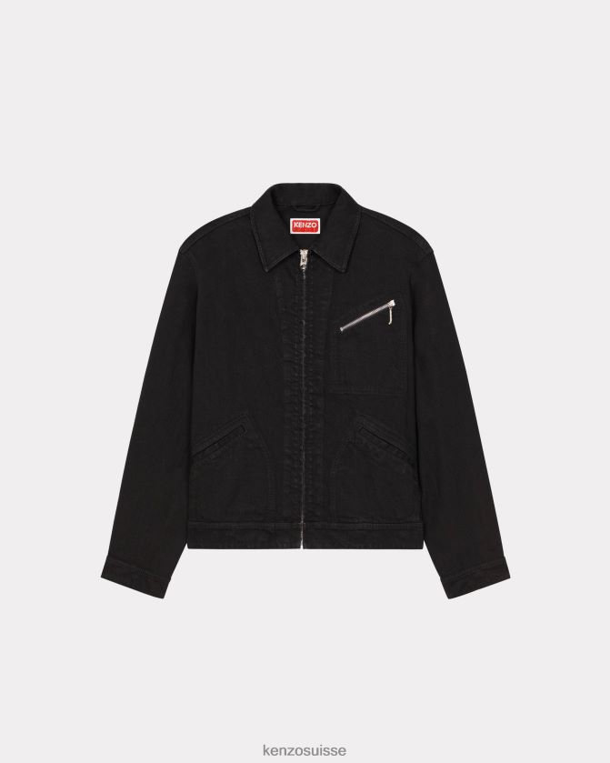 Kenzo veste en jean Hommes rincer le denim noir D2804X348 vêtements