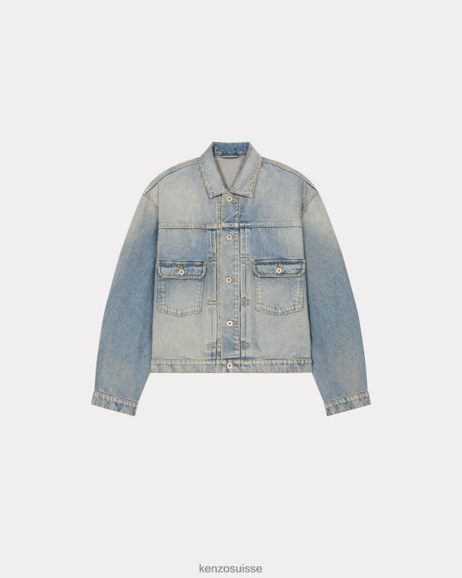 Kenzo veste en jean carrée Hommes pierre bl denim bleu sale D2804X48 vêtements