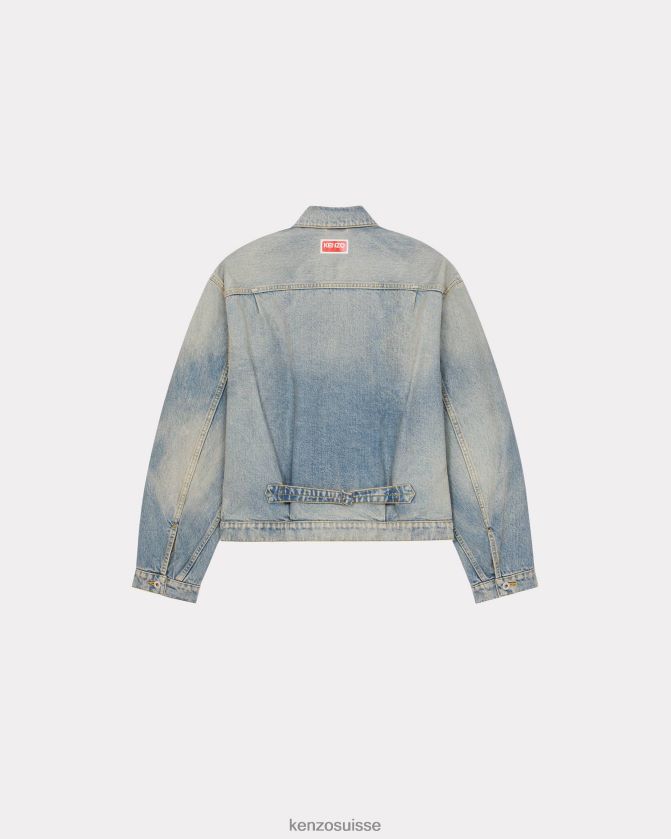 Kenzo veste en jean carrée Hommes pierre bl denim bleu sale D2804X48 vêtements