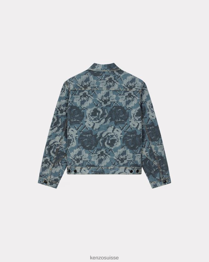 Kenzo veste en jean pixel rose Hommes bleu nuit D2804X5 vêtements