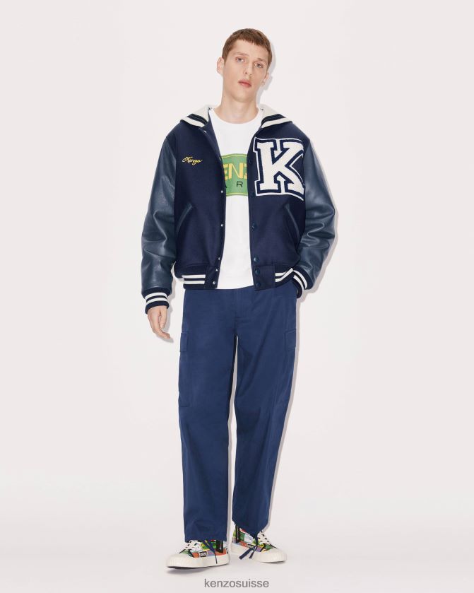 Kenzo veste en laine et cuir Sailor Varsity Hommes bleu nuit D2804X47 vêtements