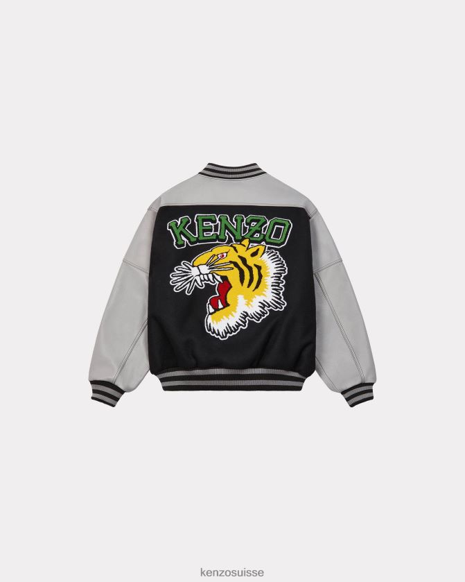 Kenzo veste 'tiger varsity' en laine et cuir Hommes noir D2804X52 vêtements