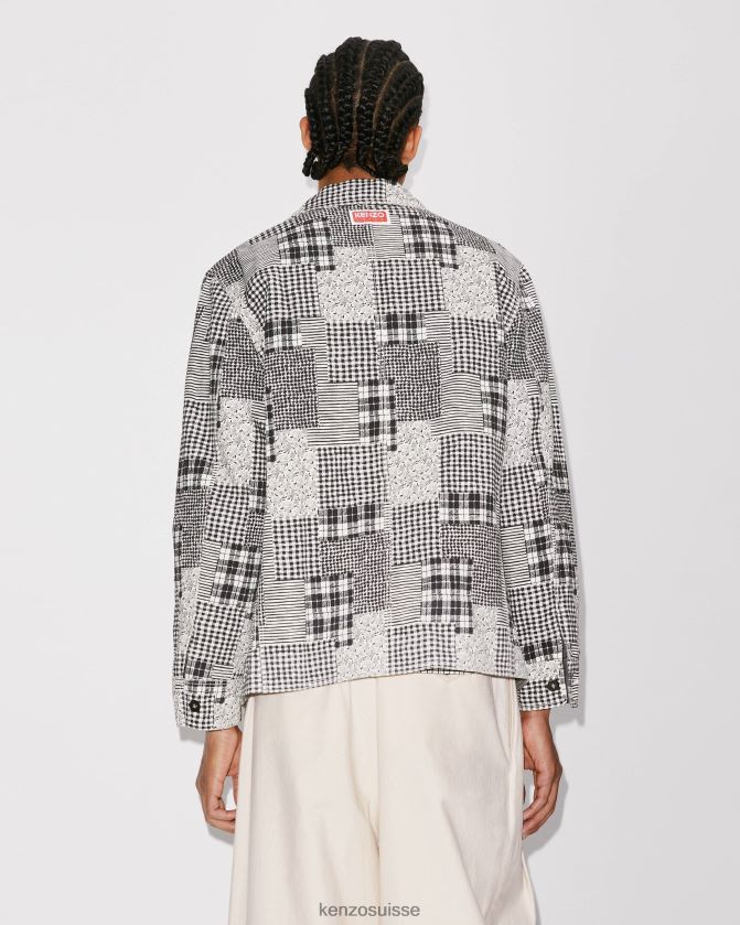 Kenzo veste workwear patchwork Hommes blanc cassé D2804X132 vêtements