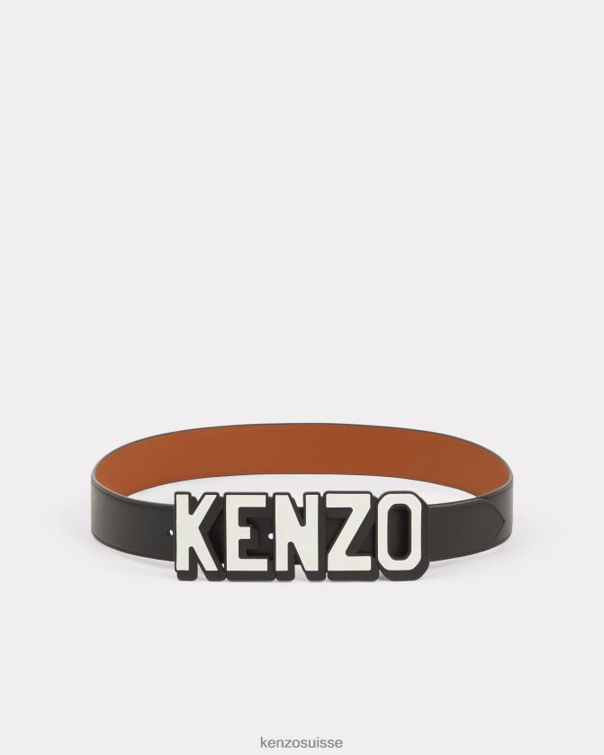 Kenzo ceinture large réversible en cuir paris unisexe noir D2804X861 accessoires