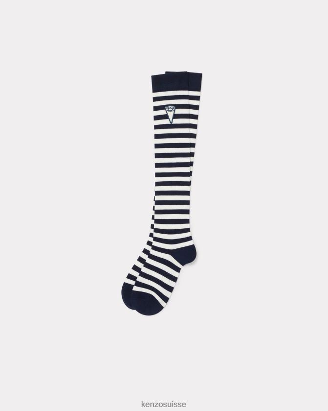 Kenzo chaussettes hautes à rayures unisexe bleu nuit D2804X810 accessoires