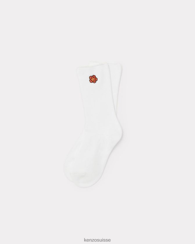 Kenzo écusson de fleur de boke chaussettes unisexe blanc D2804X804 accessoires