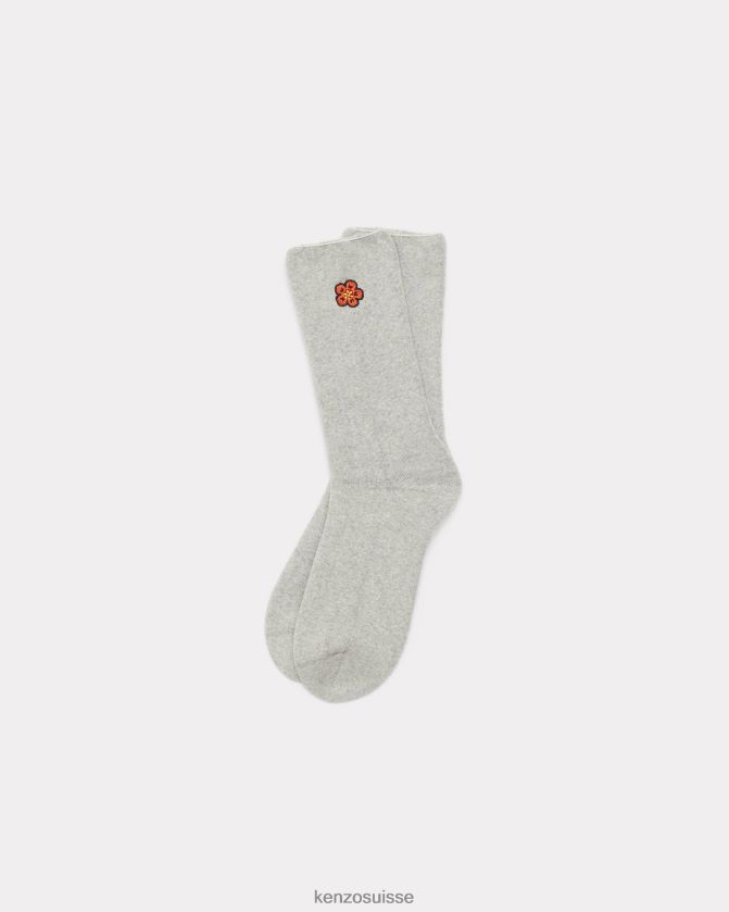 Kenzo écusson de fleur de boke chaussettes unisexe gris perle D2804X820 accessoires