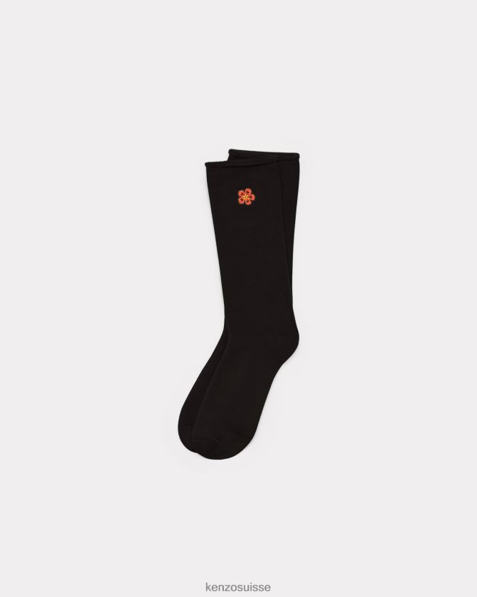 Kenzo écusson de fleur de boke chaussettes unisexe noir D2804X856 accessoires