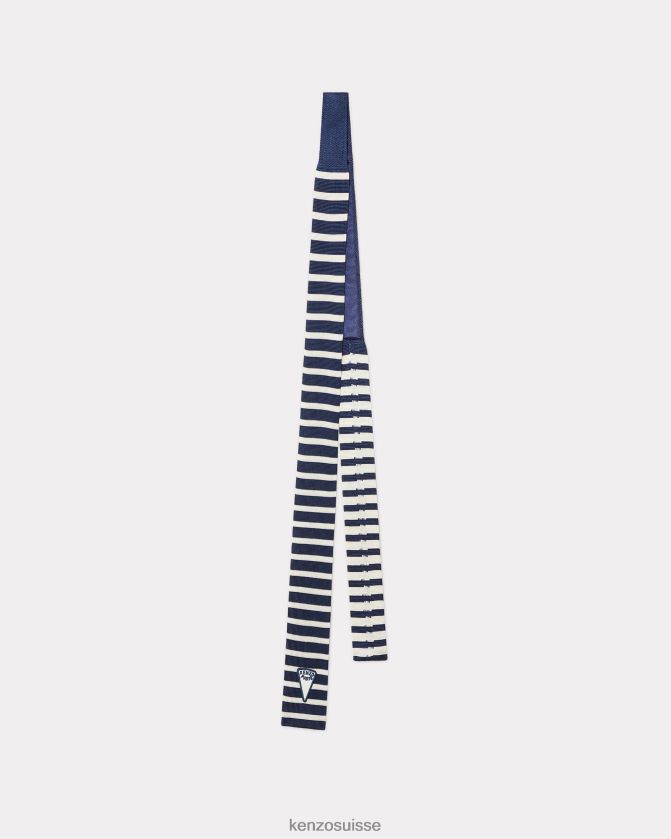 Kenzo cravate en soie rayée unisexe bleu nuit D2804X933 accessoires