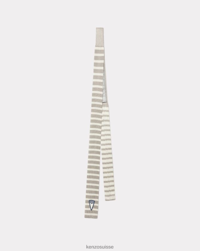 Kenzo cravate en soie rayée unisexe gris perle D2804X898 accessoires