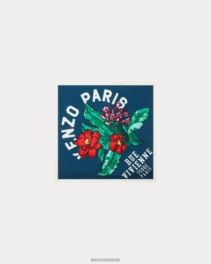 Kenzo carré de soie bouquet unisexe bleu canard D2804X899 accessoires