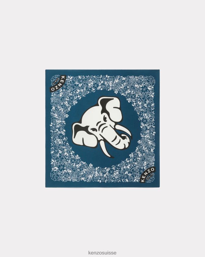 Kenzo foulard bandana éléphant unisexe bleu canard D2804X902 accessoires