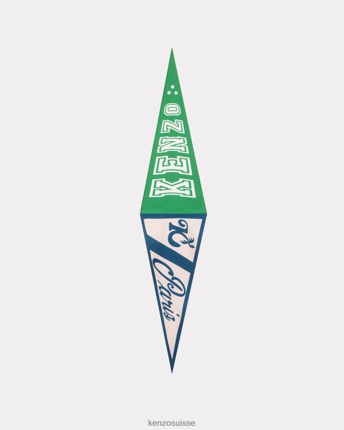 Kenzo foulard en soie avec drapeau de baseball unisexe herbe verte D2804X876 accessoires