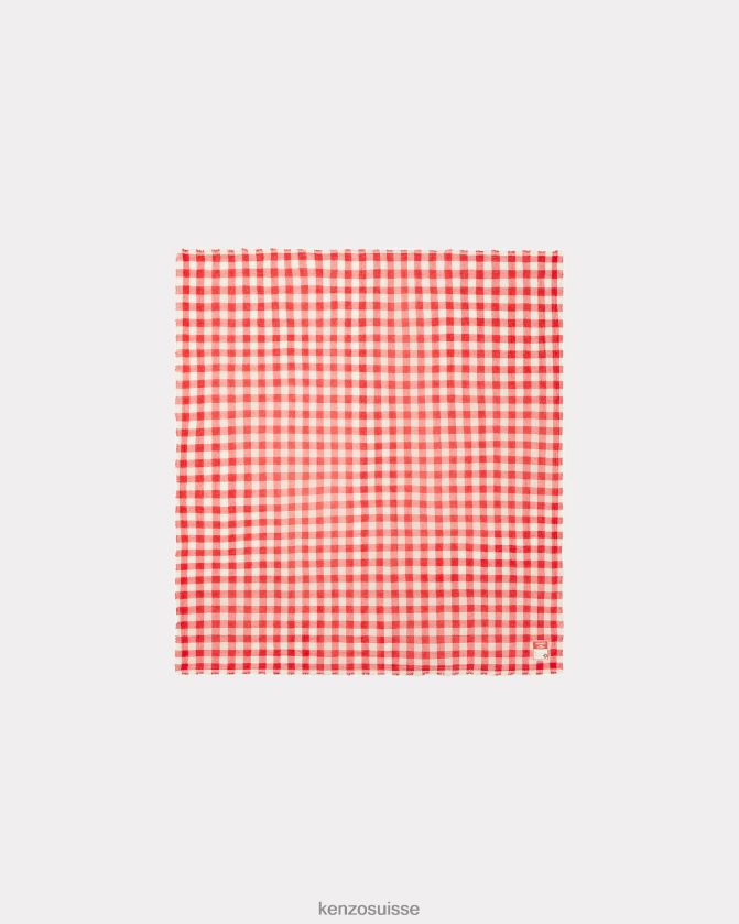 Kenzo grand châle en cachemire à carreaux unisexe rouge moyen D2804X897 accessoires