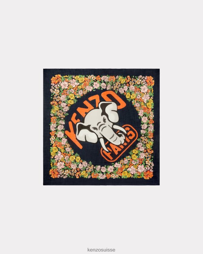 Kenzo grande écharpe carrée en laine éléphant unisexe bleu nuit D2804X884 accessoires