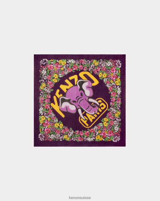 Kenzo grande écharpe carrée en laine éléphant unisexe violet D2804X922 accessoires
