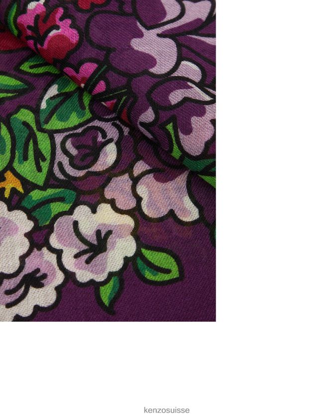 Kenzo grande écharpe carrée en laine éléphant unisexe violet D2804X922 accessoires