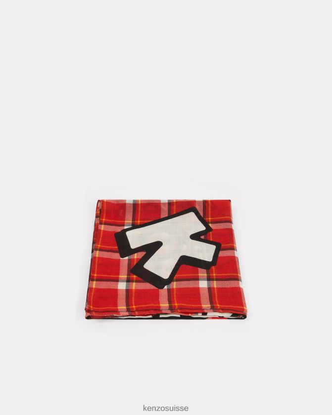 Kenzo grande écharpe en laine de boke unisexe rouge moyen D2804X915 accessoires