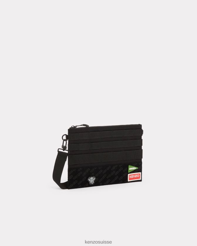 Kenzo grand sac enveloppe à bandoulière jungle unisexe noir D2804X940 accessoires