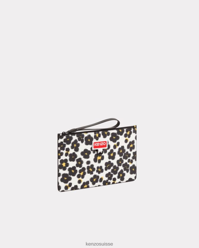 Kenzo grande pochette Hana léopard unisexe blanc cassé D2804X887 accessoires
