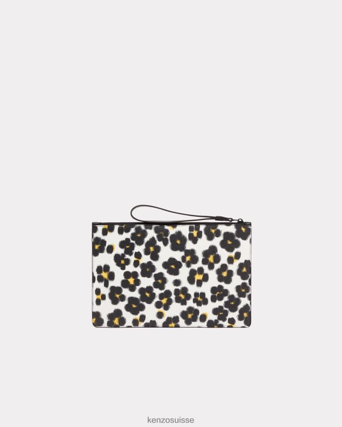 Kenzo grande pochette Hana léopard unisexe blanc cassé D2804X887 accessoires