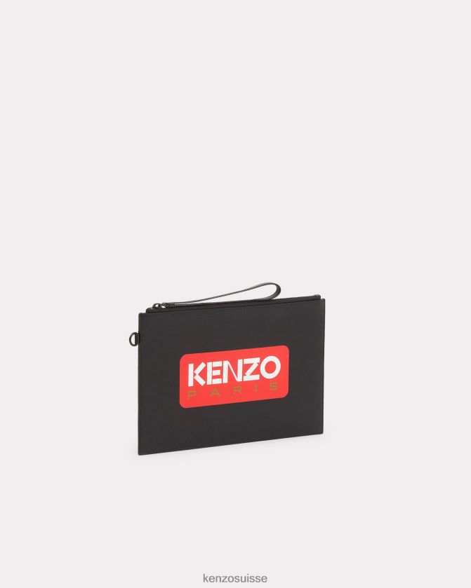 Kenzo grande pochette en cuir paris unisexe noir D2804X881 accessoires