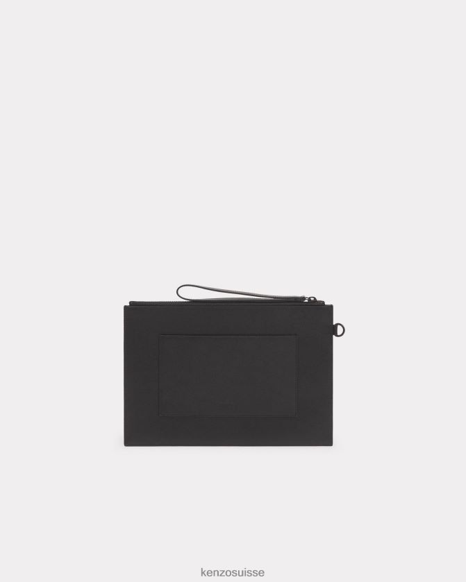 Kenzo grande pochette en cuir paris unisexe noir D2804X881 accessoires